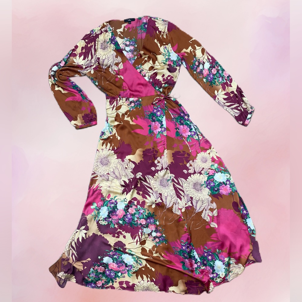 🪷 Lulus Satin Floral Wrap Maxi
